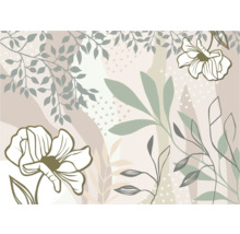Abstraktes florales Design mit Blättern und Blüten als Wanddekoration