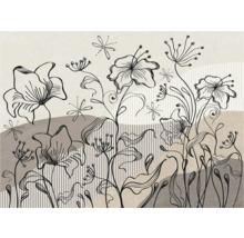 Dekorative Illustration von stilisierten Blumen und Libellen