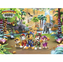 Jungle Pups Illustration mit Paw Patrol Charakteren, Dschungel und Wasserfall