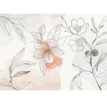 Illustration von Blüten und Blättern auf hellem Grund