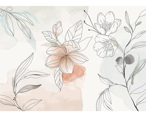 Illustration von Blüten und Blättern auf hellem Grund