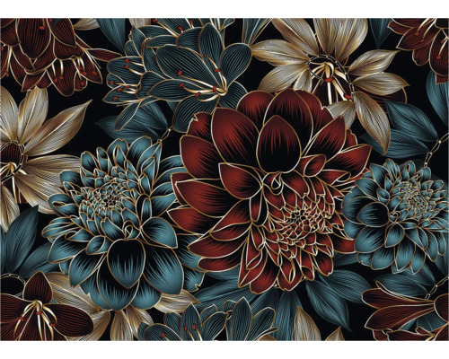 Blumenmuster-Tapete mit dekorativen Blüten