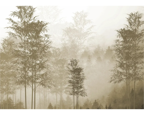 Tapete mit Waldmotiv im Nebel