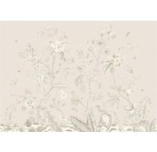 Dekorative Tapete mit Blumenmuster, Blättern und Vögeln