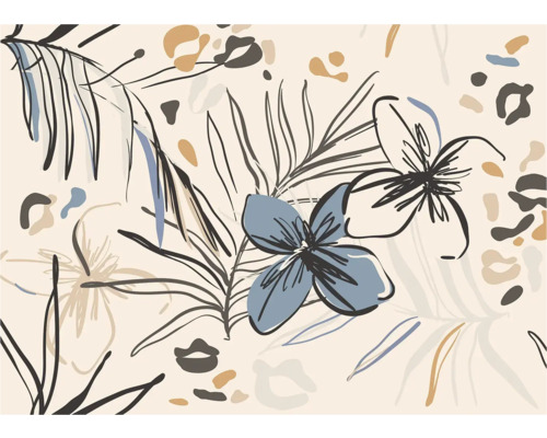 Dekoratives Muster mit floralen Elementen und abstrakten Formen für Wandgestaltung