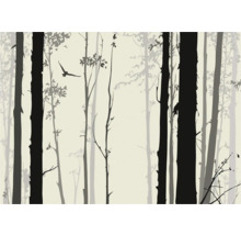 Tapete mit Waldmotiv und Vogel