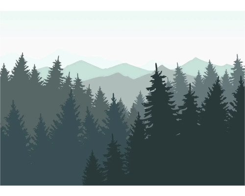 Illustration von Bäumen und Bergen