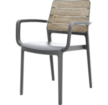 Gartenstuhl mit Armlehnen und Holzoptik