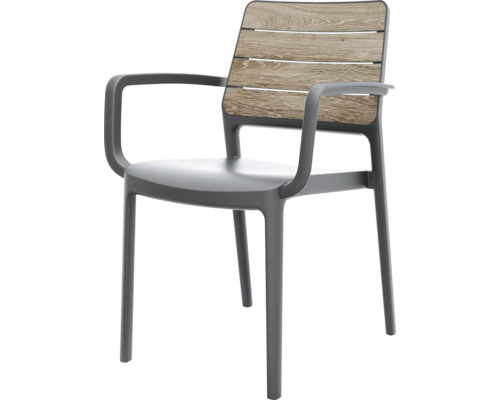 Gartenstuhl mit Armlehnen und Holzoptik