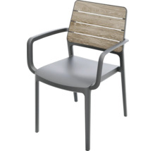 Gartenstuhl mit Armlehnen und Holzoptik