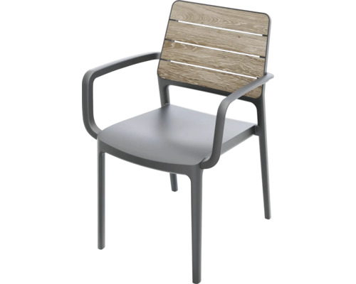 Gartenstuhl mit Armlehnen und Holzoptik