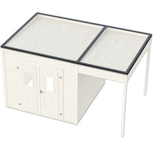 Holzgartenhaus mit Überdachung und Doppeltür