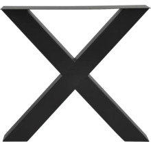 Tischbein in X-Form aus Metall in Schwarz.
