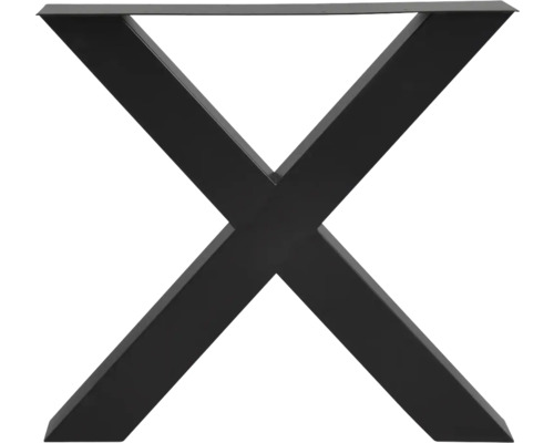 Tischbein in X-Form aus Metall in Schwarz.