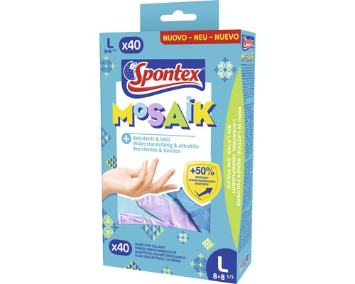 Spontex Mosaik Einmalhandschuhe, Größe L, 40 Stück