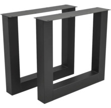 Tischkufen in U-Form aus schwarzem Metall im Zweierset.