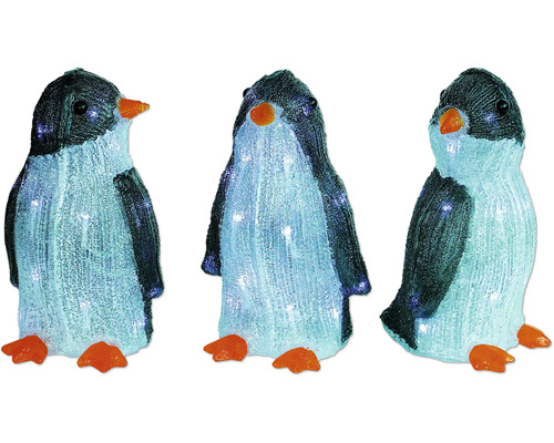 Drei dekorative Pinguine mit Beleuchtung