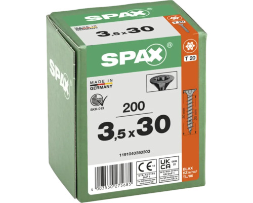 Packung Spax Schrauben 3,5x30 Millimeter, 200 Stück