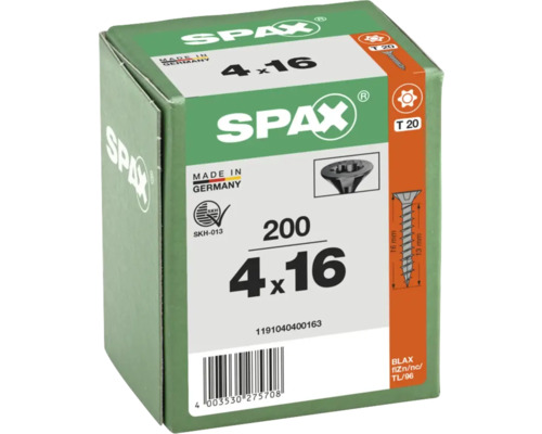 Packung mit 200 Spax Schrauben, 4 x 16 Millimeter