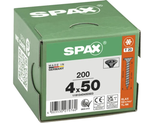 Spax Schrauben 4,0 x 50 Millimeter, 200 Stück im Karton