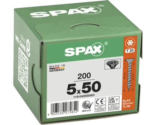 Spax Universalschrauben im Karton, 5x50 mm, 200 Stück