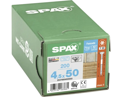 Spax Fassadenschrauben 4,5x50 Millimeter, 200 Stück Packung