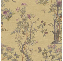 Tapete mit Blumen-, Baum- und Vogelmuster