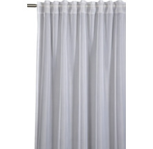 Weißer, transparenter Gardinenschal mit Kräuselbandaufhängung an einer Gardinenstange