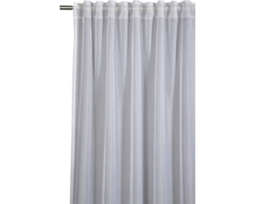 Weißer, transparenter Gardinenschal mit Kräuselbandaufhängung an einer Gardinenstange