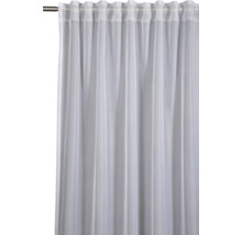 Weißer, transparenter Gardinenschal mit Faltenbandaufhängung an einer Gardinenstange.