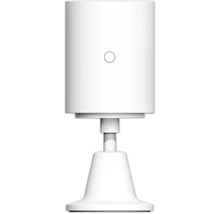 Weiße Tischleuchte mit rundem Schirm und Sockel