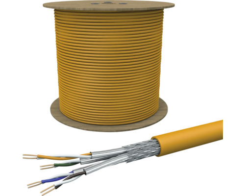 Cat 7 Datenkabel Simplex 4000 m Profitrommel orange Trommel mit Steuerleitung und angeschnittenem Kabelende