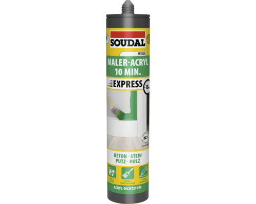 Soudal Maleracryl 10 Min weiß 300 ml Soudal Maler-Acryl Express Dichtstoff für Beton, Stein, Putz und Holz