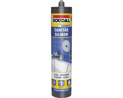 Soudal Dusche & Bad Silikon silbergrau 300 ml Soudal Sanitär Silikon, transparent, zur Abdichtung im Sanitärbereich