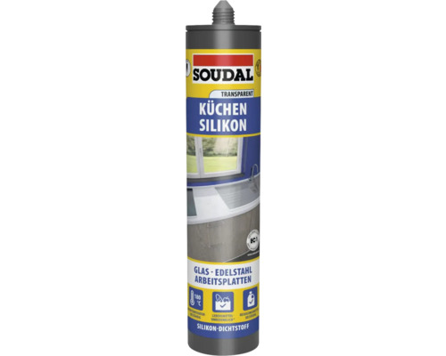 Soudal Küche & Bad Silikon transparent 300 ml Soudal Küchen Silikon transparent, geeignet für Glas und Edelstahl Arbeitsplatten