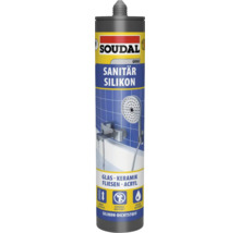 Soudal Sanitär Silikon, dauerelastischer Dichtstoff für Glas, Keramik, Fliesen und Acryl