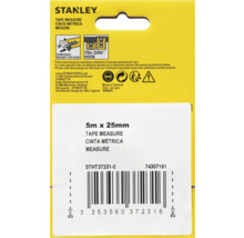 Stanley Logo. Bandmaß, 5 Meter mal 25 Millimeter, mit abnehmbarem Magnet für Haken und Tru-Zero Haken.