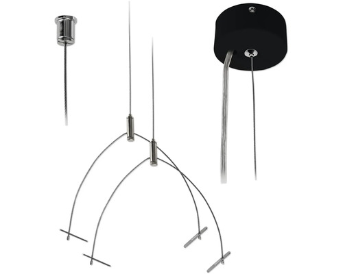 Seilabhängung schwarz 150 cm für Serie Piru + Detour + Passage Seilaufhängung zur Befestigung von Lampen und anderen Gegenständen