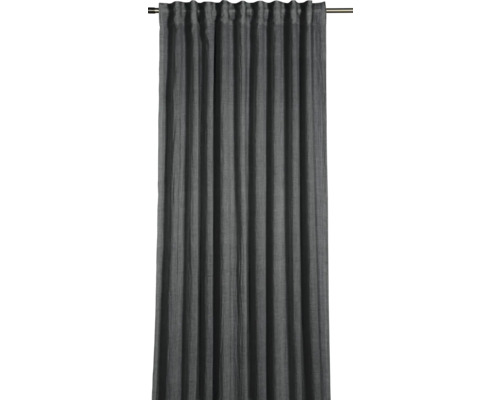 Grauer Vorhang mit Kräuselbandaufhängung