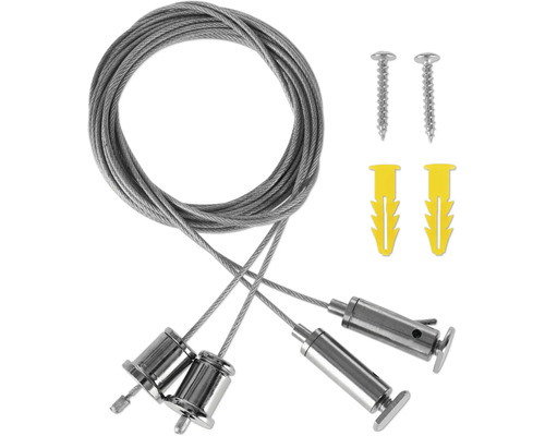 Seilabhängung 150 cm Rainer silber Aufhängeset mit Drahtseil, Schrauben und Dübeln