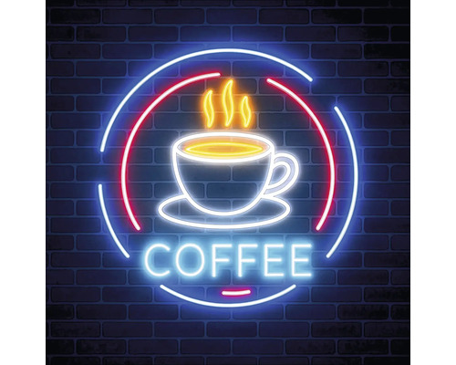 Neonreklame mit Kaffeetasse und dem Wort Kaffee