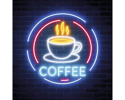 Neonreklame mit Kaffeetasse und dem Wort Kaffee