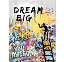 "Dekoratives Wandbild mit Graffiti und dem Spruch ""Dream Big""."