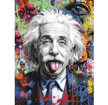 Wandbild von Albert Einstein mit Graffiti-Hintergrund