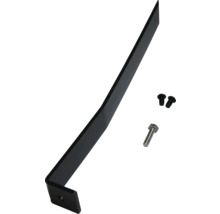 Schwarze Halterung aus Metall mit Schrauben