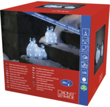 Verpackung einer LED-Dekoration mit Pinguinmotiven für den Außenbereich