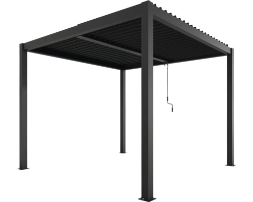 Freistehende Metallpergola mit Lamellendach und Kurbel