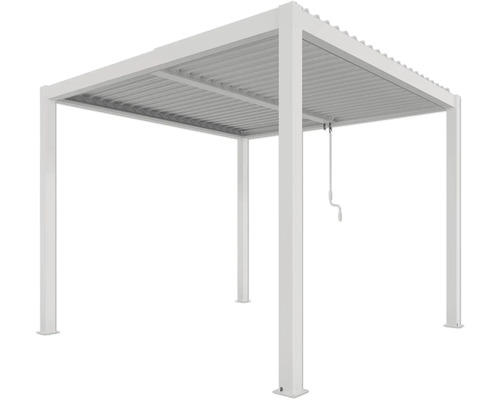 Freistehende weiße Pergola mit Lamellendach für den Garten