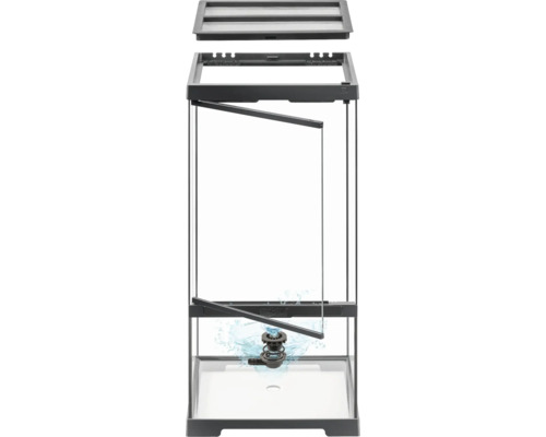 Terrarium mit Belüftungssystem und Wasserablauf