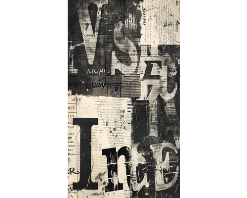 Vliestapete abstrakt creme schwarz grau Abstraktes Wandbild mit Zeitungsartikel-Motiv für Innenräume